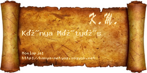 Kánya Mátyás névjegykártya